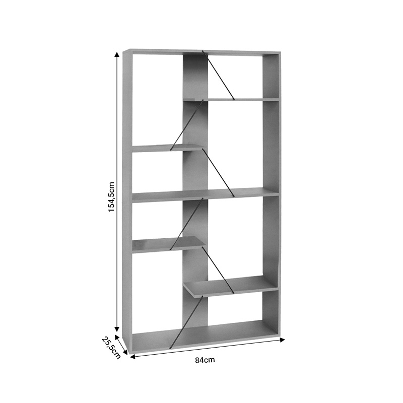 Βιβλιοθήκη Tars pakoworld γκρι-μαύρο 84x25.5x154.5εκ Βιβλιοθήκη Tars pakoworld γκρι-μαύρο 84x25.5x154.5εκ