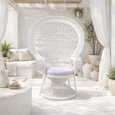 Πολυθρόνα Dorothy Inart με λευκό μαξιλάρι-λευκό rattan 115x53x147εκ Πολυθρόνα Dorothy Inart με λευκό μαξιλάρι-λευκό rattan 115x53x147εκ