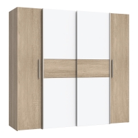 Ντουλάπα ρούχων Closet pakoworld τετράφυλλη sonoma oak-λευκό μελαμίνης 200x61.5x190.5εκ Ντουλάπα ρούχων Closet pakoworld τετράφυλλη sonoma oak-λευκό μελαμίνης 200x61.5x190.5εκ