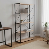 Βιβλιοθήκη Tikilmo pakoworld oak μελαμίνης-μαύρο μέταλλο 88x34x180εκ Βιβλιοθήκη Tikilmo pakoworld oak μελαμίνης-μαύρο μέταλλο 88x34x180εκ
