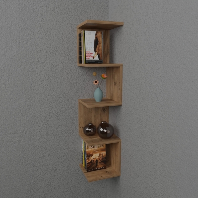 Ραφιέρα τοίχου Zigzag pakoworld oak μελαμίνης 25x25x109εκ Ραφιέρα τοίχου Zigzag pakoworld oak μελαμίνης 25x25x109εκ