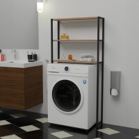 Έπιπλο πλυντηρίου Bothy pakoworld oak μελαμίνης-μαύρο μέταλλο 73x22x150εκ Έπιπλο πλυντηρίου Bothy pakoworld oak μελαμίνης-μαύρο μέταλλο 73x22x150εκ