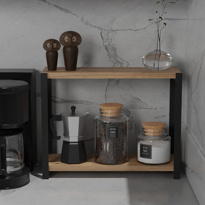 Επιτραπέζια ραφιέρα Lerf pakoworld oak μελαμίνης-μαύρο μέταλλο 48x17x40εκ Επιτραπέζια ραφιέρα Lerf pakoworld oak μελαμίνης-μαύρο μέταλλο 48x17x40εκ