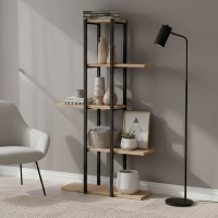 Επιδαπέδια ραφιέρα Ploko pakoworld oak μελαμίνης-μαύρο μέταλλο 60x24.7x111εκ