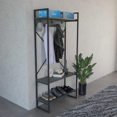 Έπιπλο εισόδου Levento pakoworld ανθρακί με μαύρο μεταλλικό σκελετό 88x34x180εκ Έπιπλο εισόδου Levento pakoworld ανθρακί με μαύρο μεταλλικό σκελετό 88x34x180εκ