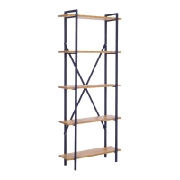 Βιβλιοθήκη Derena pakoworld oak με μαύρο μέταλλο 60x29x160εκ