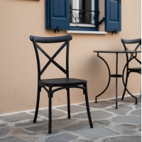 Καρέκλα Crossie pakoworld στοιβαζόμενη pp σε ανθρακί απόχρωση 38x46.5x82εκ