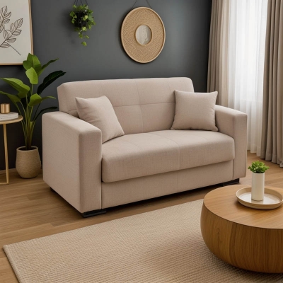 Καναπές-κρεβάτι με αποθηκευτικό χώρο διθέσιος Vox pakoworld κρεμ ύφασμα 154x82x83εκ