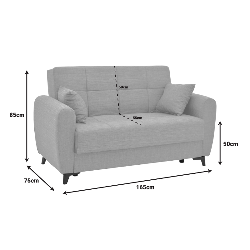 Καναπές-κρεβάτι με αποθηκευτικό χώρο διθέσιος Lincoln pakoworld μπεζ ύφασμα 165x75x85εκ