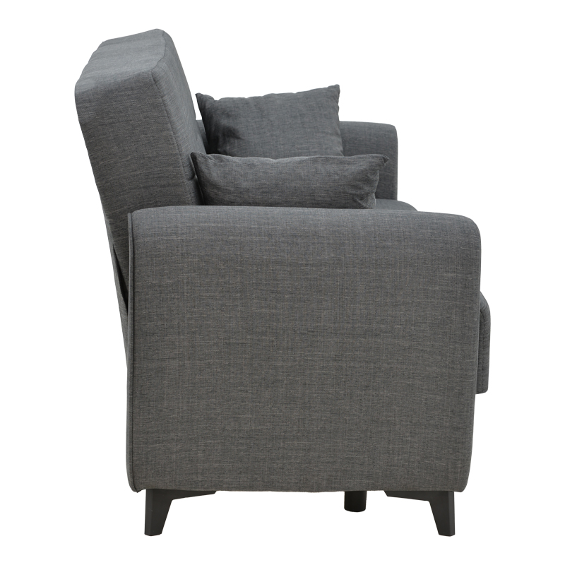 Καναπές-κρεβάτι με αποθηκευτικό χώρο διθέσιος Lincoln pakoworld ανθρακί ύφασμα 165x75x85εκ