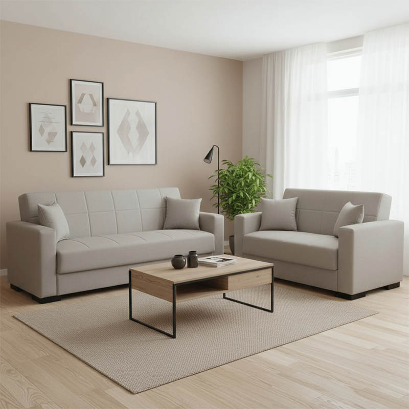 Σετ σαλονιού 2τεμ Vox pakoworld ύφασμα σε γκρι-μπεζ απόχρωση Σετ σαλονιού 2τεμ Vox pakoworld ύφασμα σε γκρι-μπεζ απόχρωση