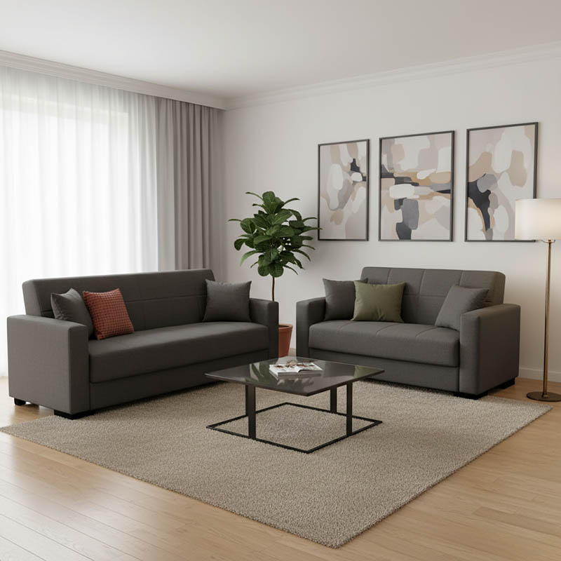 Σετ σαλονιού 2τεμ Vox pakoworld ύφασμα σε ανθρακί απόχρωση