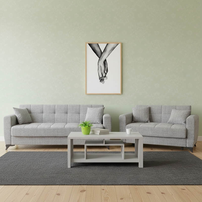 Σετ σαλονιού 2τεμ Modesto pakoworld ύφασμα σε γκρι απόχρωση