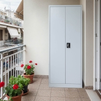 Μεταλλική ντουλάπα Ugren I pakoworld σε απόχρωση ανοιχτό γκρι 70x40x170εκ