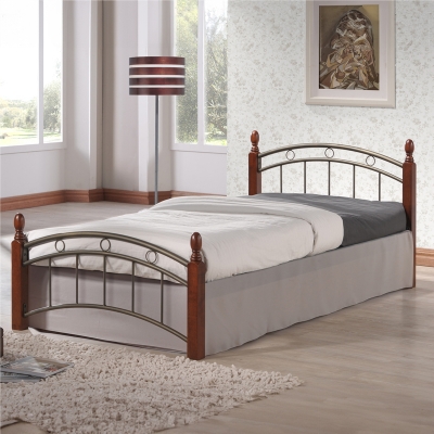 Κρεβάτι μονό Clarive pakoworld ξύλο σε καρυδί απόχρωση-μαύρο μέταλλο 90x190εκ Κρεβάτι μονό Clarive pakoworld ξύλο σε καρυδί απόχρωση-μαύρο μέταλλο 90x190εκ