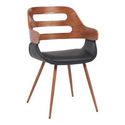 Πολυθρόνα Fern pakoworld PU μαύρο-ξύλο καρυδί απόχρωση 52x59x80εκ Πολυθρόνα Fern pakoworld PU μαύρο-ξύλο καρυδί απόχρωση 52x59x80εκ