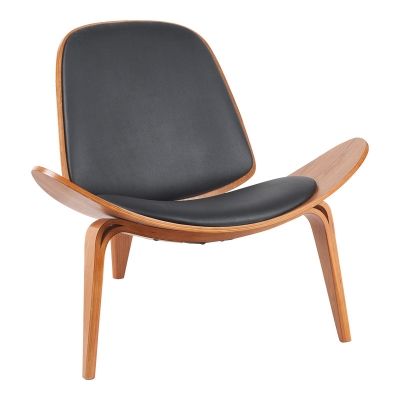 Πολυθρόνα Vilma pakoworld PU μαύρο- plywood καρυδί 90x76.5x74.5εκ Πολυθρόνα Vilma pakoworld PU μαύρο- plywood καρυδί 90x76.5x74.5εκ