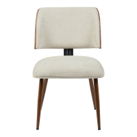 Καρέκλα Ubane pakoworld μπεζ μπουκλέ ύφασμα-πόδι καρυδί μέταλλο 53x62.5x85εκ