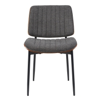 Καρέκλα Kathy pakoworld γκρι ύφασμα-καρυδί μεταλλικό πόδι 51x58x81εκ