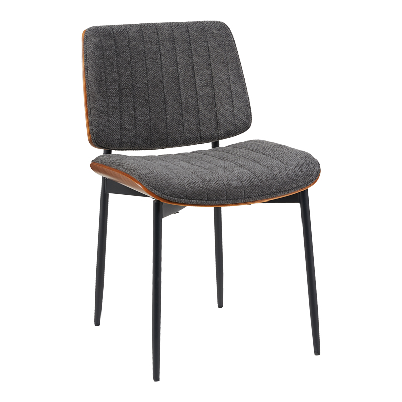 Καρέκλα Kathy pakoworld γκρι ύφασμα-καρυδί μεταλλικό πόδι 51x58x81εκ