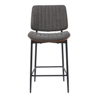 Σκαμπό-μπαρ Kathy pakoworld γκρι ύφασμα-καρυδί μεταλλικό πόδι 48.5x52.5x96εκ