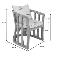 Πολυθρόνα Morani pakoworld σκελετός teak ξύλο και ύφασμα σε φυσική απόχρωση 58x66x75εκ