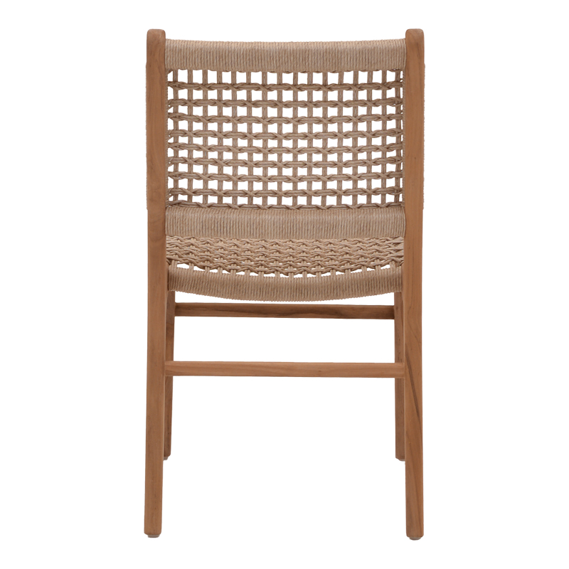 Καρέκλα Rover pakoworld σκελετός από teak ξύλο σε φυσική απόχρωση και μπεζ banana rope 50x60x86εκ