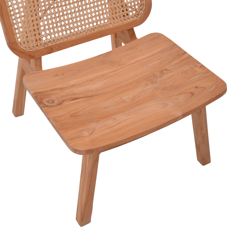 Πολυθρόνα Viborg pakoworld φυσικό teak ξύλο-φυσικό rattan 60x75x87εκ