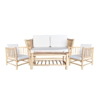 Σαλόνι Mayorka pakoworld σετ 4 τεμαχίων φυσικό teak ξύλο-λευκό μαξιλάρι Σαλόνι Mayorka pakoworld σετ 4 τεμαχίων φυσικό teak ξύλο-λευκό μαξιλάρι
