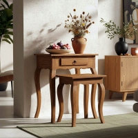 Βοηθητικό τραπεζάκι Nesto pakoworld σετ 2 τεμ φυσικό αντικέ μαόνι ξύλο Βοηθητικό τραπεζάκι Nesto pakoworld σετ 2 τεμ φυσικό αντικέ μαόνι ξύλο