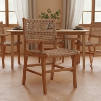 Πολυθρόνα Sponze pakoworld σκελετός teak ξύλο- pe σχοινί σε φυσική απόχρωση 54x60x86εκ