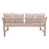 Καναπές διθέσιος Dranjere pakoworld teak ξύλο σε φυσική απόχρωση με μπεζ ύφασμα 167x80x71εκ