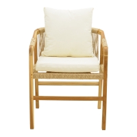 Πολυθρόνα Cuerda pakoworld σκελετός teak ξύλο με pe σχοινί σε φυσική απόχρωση 55x60x80εκ