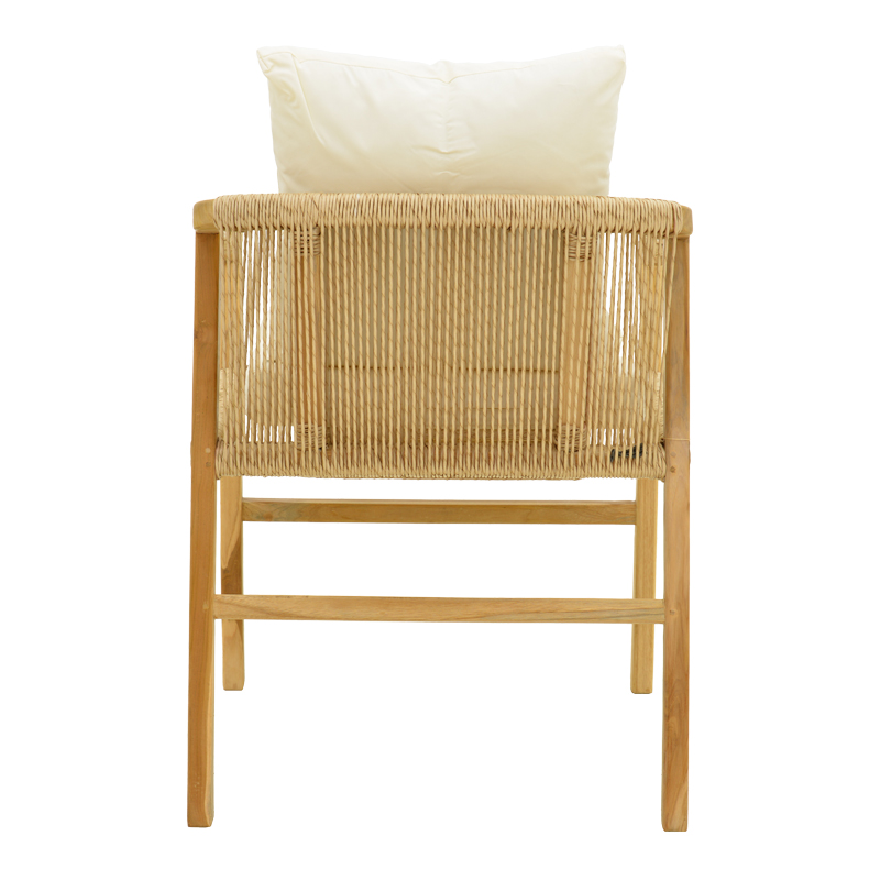 Πολυθρόνα Cuerda pakoworld σκελετός teak ξύλο με pe σχοινί σε φυσική απόχρωση 55x60x80εκ