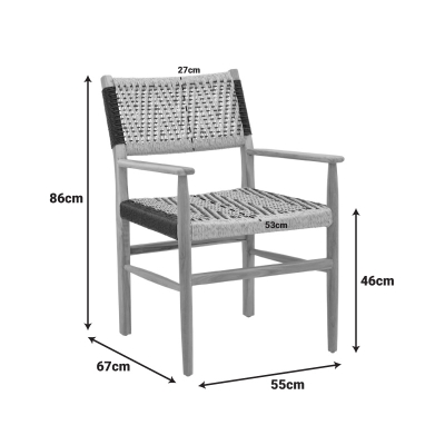 Πολυθρόνα Fermilo pakoworld σκελετός teak ξύλο με pe σχοινί σε φυσική-μαύρη απόχρωση 55x67x86εκ Πολυθρόνα Fermilo pakoworld σκελετός teak ξύλο με pe σχοινί σε φυσική-μαύρη απόχρωση 55x67x86εκ