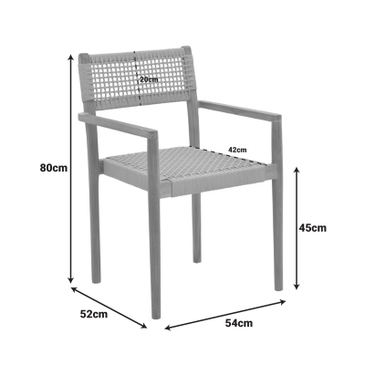 Πολυθρόνα Lengan pakoworld σκελετός teak ξύλο σε φυσική απόχρωση-μαύρο σχοινί 54x52x80εκ Πολυθρόνα Lengan pakoworld σκελετός teak ξύλο σε φυσική απόχρωση-μαύρο σχοινί 54x52x80εκ