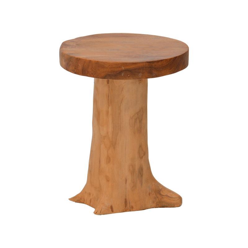 Σκαμπό Feranto pakoworld teak ξύλο σε φυσική απόχρωση Φ35x45εκ