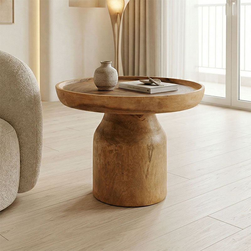 Τραπέζι σαλονιού Jeken pakoworld suar ξύλο σε φυσική απόχρωση Φ60x45εκ