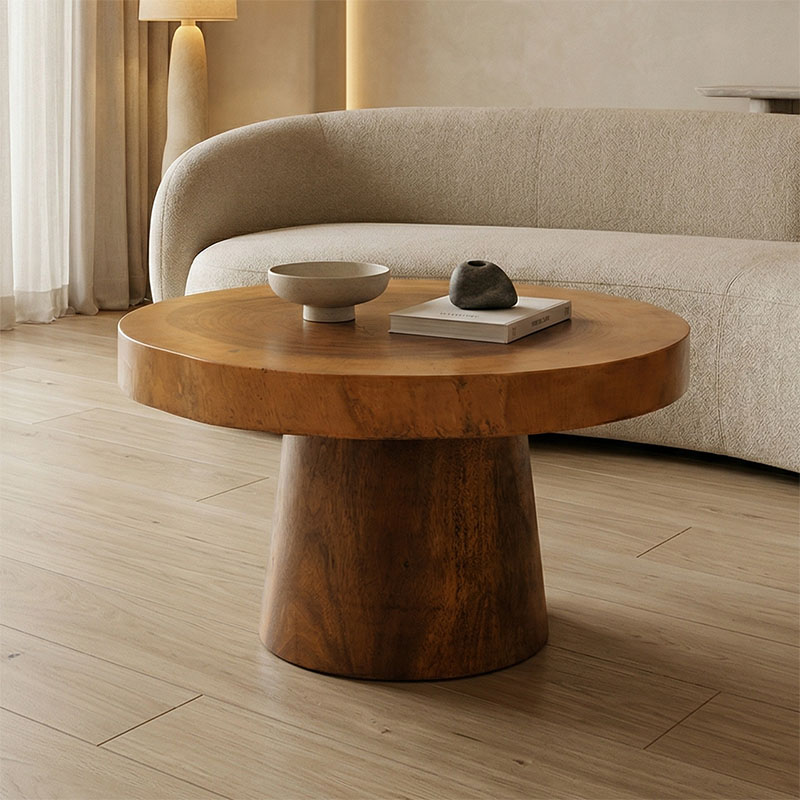 Τραπέζι σαλονιού Nepal pakoworld suar ξύλο σε φυσική απόχρωση Φ80x45εκ