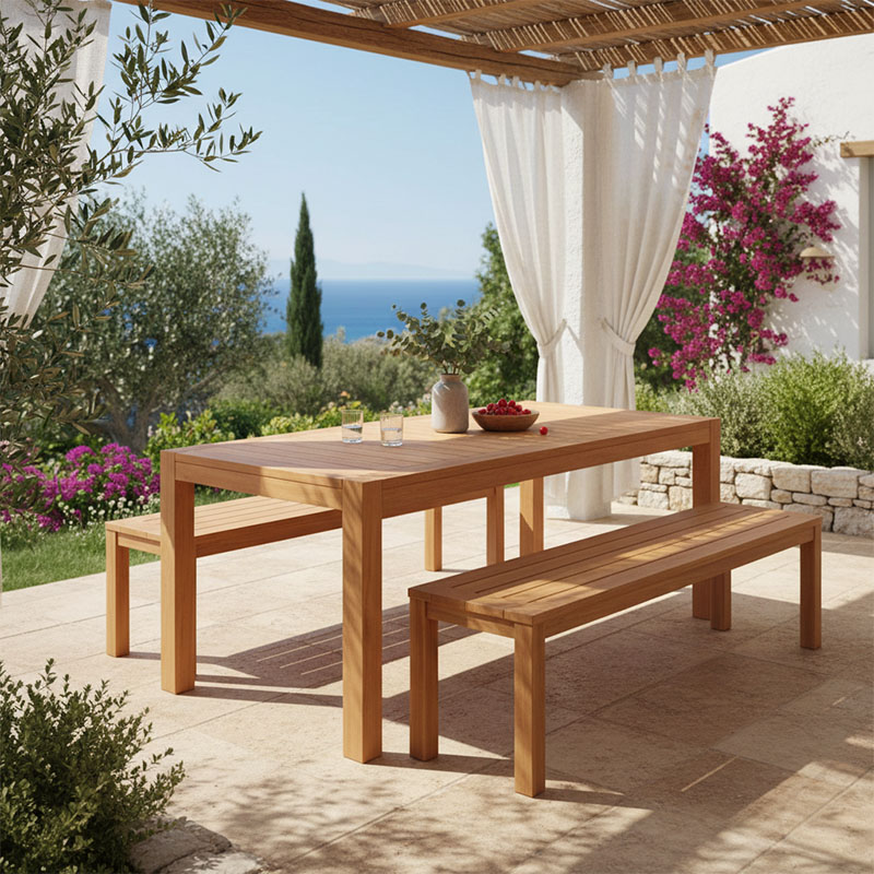 Τραπέζι Vocaly pakoworld teak ξύλο σε φυσική απόχρωση 200x100x75εκ