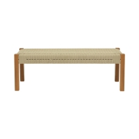 Παγκάκι Uma pakoworld teak ξύλο και pe σχοινί σε φυσική απόχρωση 120x45x40εκ