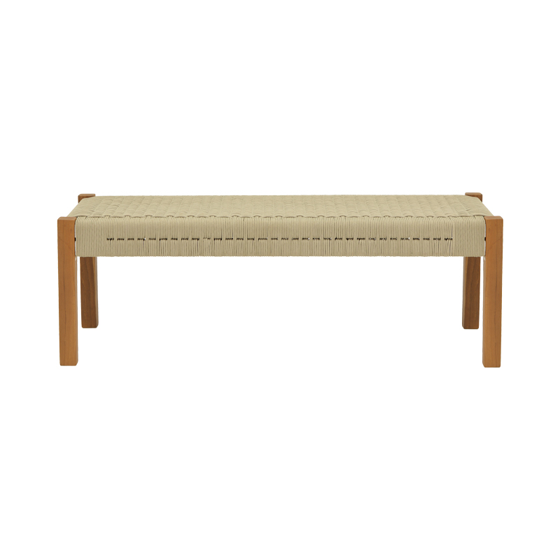 Παγκάκι Uma pakoworld teak ξύλο και pe σχοινί σε φυσική απόχρωση 120x45x40εκ