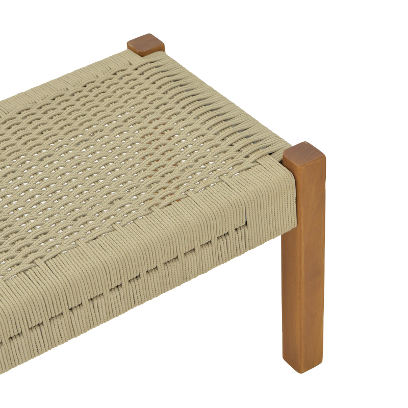 Παγκάκι Uma pakoworld teak ξύλο και pe σχοινί σε φυσική απόχρωση 150x45x40εκ