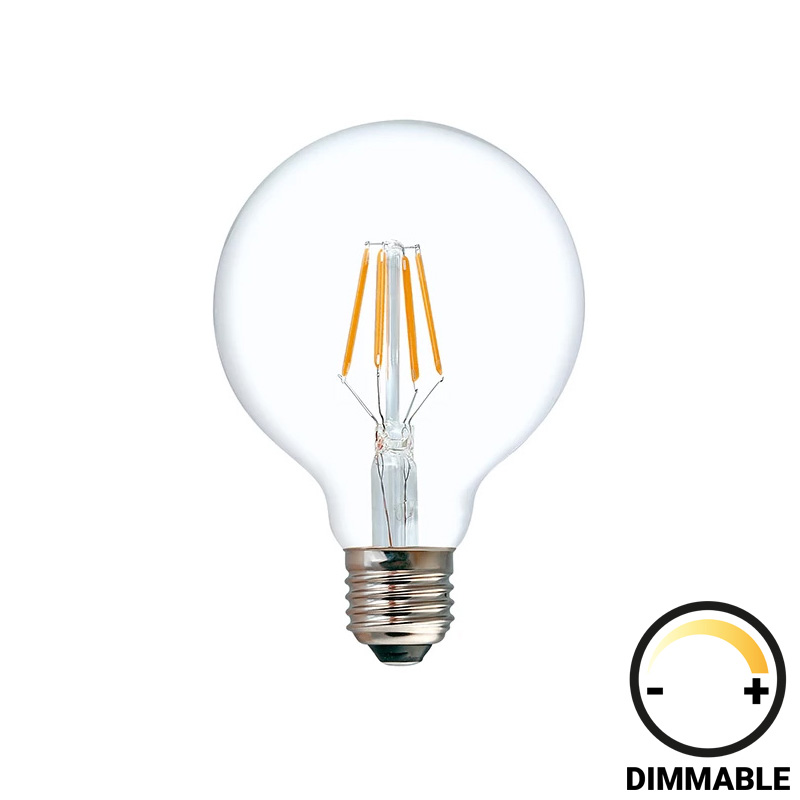 Λαμπτήρας LED G95 Bulb pakoworld dimmable 4W E27 2700K 200-220V clear