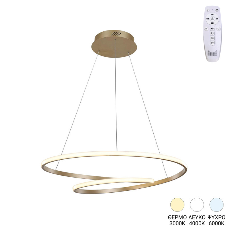 Φωτιστικό οροφής Rexon pakoworld led μέταλλο χρυσό Φ49x12εκ