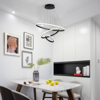 Φωτιστικό οροφής Rings pakoworld led μέταλλο μαύρο Φ60x100εκ