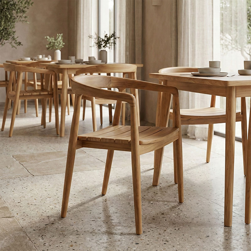 Πολυθρόνα Noody pakoworld teak ξύλο σε φυσική απόχρωση 58x54x75εκ