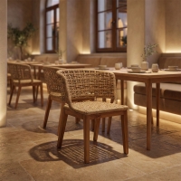 Καρέκλα Milou pakoworld teak ξύλο και pe σχοινί σε φυσική απόχρωση 59x65x73εκ