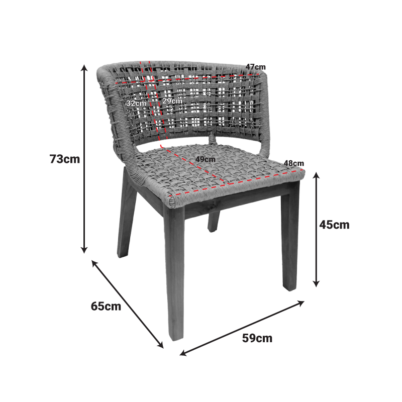 Καρέκλα Milou pakoworld teak ξύλο και pe σχοινί σε φυσική απόχρωση 59x65x73εκ