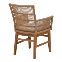Πολυθρόνα Inca pakoworld teak ξύλο και pe σχοινί σε φυσική-μπεζ απόχρωση με μαξιλάρι 60x61x90εκ